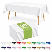 3pcs/12pcs/20pcs White Disposable Tablecloths, Rectangular Plastic PE Waterproof Dining Table Cover, Banquet Birthday Wedding Party Gathering Tablecloth, Tabletop Decoration Supplies - Multicolor - View 1