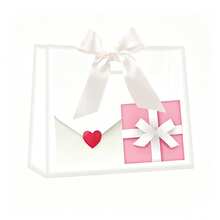 10pcs Clear Plastic Gift Bags With Punch Handle, Reusable, With Ribbon, Suitable For Birthday, Wedding, Bridal Shower, 12 X 10 X 5 Inches (White And Black) - Gift Bag - View 9