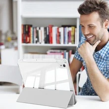 Casing Pelindung Kompatibel dengan iPad Generasi ke-11, Model A16, Penyangga Lipat Tiga, Fitur Tidur/Bangun Cerdas, Peredam Guncangan Bantalan Udara, Dapat Disesuaikan (DIY), Tekstur Matte, Kulit PU Modis, Kompatibel dengan iPad Generasi ke-10, Generasi ke-9 10,2", Pro 11, Air 11 - Light Grey - View 6