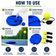 Solo Tennis Trainer, Rebound Base With 3 Tethered Elastic Balls | Fillable Heavy-Duty Base For Stability, Perfect Self-Training Tool For Beginners, Great For Indoor & Outdoor Practice - Default - View 5