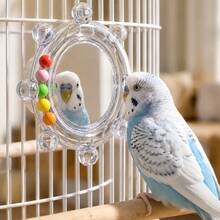 Parrot Mirror Toy, Relieve Bird Boredom, Rotating Sound Toy, Pet Puzzle Toy, Bird Cage Hanging Decor - View 2