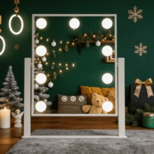 Makeup Mirror With LED Light Cosmetic Vanity Mirror 360° Rotation 10X Magnifying - White - View 2