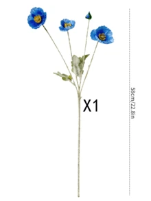 1/3/6支装，59厘米仿真罂粟花，每枝4朵，简约现代风格，可弯曲且不褪色 - 适用于DIY花墙、场景装饰、花瓶插花、婚礼、派对、桌面装饰。秋冬季装饰，适用于客厅、卧室、厨房、婚礼、餐桌、办公室、花园、户外，也是生日和毕业礼物的理想之选。 - 冰魄藍 - 查看 8