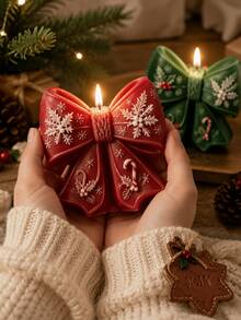Candy Cane Holly Bow Silicone Mold, Christmas Theme Bow Shape Mold, Flexible And Easy To Remove, Perfect For DIY Holiday Candles, Wedding And Christmas Gift Decorations - Candle Molds - View 2
