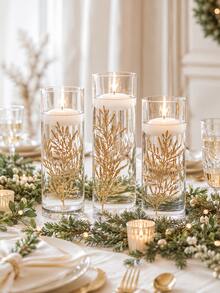50pcs Artificial Flowers, Suitable For Floating Candle Centerpiece Decoration, 6 Inch Mini Vase Filler, Can Fill Floating Candles, Suitable For Wedding, Dining Table, Party, Home, Restaurant Decoration (Gold) Home Decor Room Decor Vase Glass Vase - Multicolor - View 7