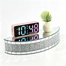 Digital LED Alarm Clock With 15 RGB Color Modes, Large Mirror Display Dual Alarms, Adjustable Brightness, Plug-In Desk Clock With Memory Backup, Electronic Clock For Bedroom Office Tabletop Decor - 1PC - View 9