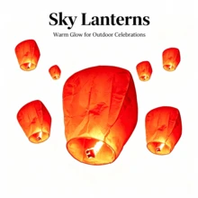 3/5/10/20pcs Floating Wish Lanterns, Romantic Outdoor Celebration Wedding New Year Birthday Party Background Decor Lights, Lightweight Paper Festival Decorations - View 5