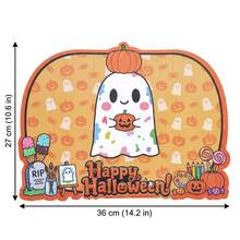 20/50Pcs Halloween Paper Ghost & Pumpkin Placemats, Suitable For Halloween Holiday Table Decoration, Cartoon Cute Style Paper Table Decor, Event Party Decoration - View 4