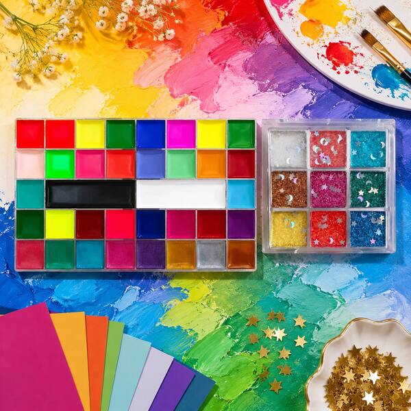 12, 20, 36 Colors Oil-Based Paint Set, Suitable For Rainbow Carnival, Halloween, Christmas, Carnival, Art Creation, Painting Activities, School Supplies, Office Supplies