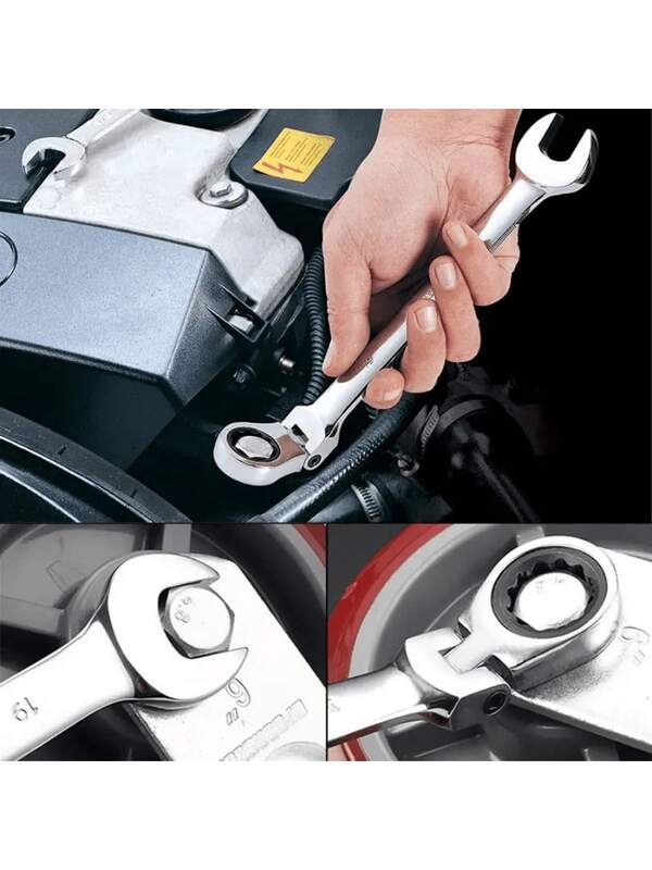 10mm Quick Repair Tool Multi-Size 72-Tooth Swivel Head Socket Ratchet Wrench