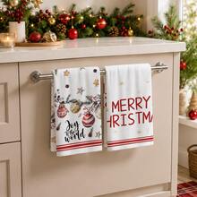 2/4/6件裝鈴鐺圖案印花廚房抹布，超細纖維柔軟高吸水茶巾，洗碗布，清潔巾，手巾，適用於烹飪、烘焙、擦拭清潔與廚房裝飾，廚房配件，日常必需品 - 彩色 - 查看 2