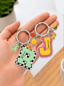 Custom Name Keychain Personalized Kids Bag Name Tag With Charms, Kids Bag Tag With Icon For Backpack, Lunch Box Tag, Back To School Gifts - Multicolor - View 6