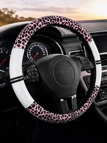 Leopard Print Rhinestone Shiny Steering Wheel Cover, Non-Slip Rubber Inner Ring PU Leather Car Accessory, Suitable For Women And Girls, Vintage Breathable Grip Protective Cover, Universal 15 Inch, Car Interior Accessory - Leopard Print With Diamonds - View 28
