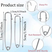 10/20/28Pcs Metal Large Safety Pins 50mm75mm/1.96inch2.95inch Two Sizes DIY Sewing Tools Wedding Brooches Clothing Accessories Handmade, Gold Silver Gun Black Antique Bronze - Multicolor - View 9