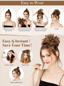1 Buah Ekstensi Rambut Cepol Berantakan dengan Untaian Keriting, Sanggul Bervolume dan Berantakan untuk Wanita, Gaya Rambut Sehari-hari & Kencan yang Mudah - MultiWarna - View 7