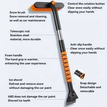 3-In-1 Portable Snow Shovel, Telescopic, Detachable, Rotating Brush Head, Sturdy C-Shaped Scraper, Thickened Bristles, Outdoor Snow Removal, Car Cleaning Multi-Function Tool - Multicolor - View 9