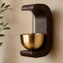 1pc Feng Shui Prosperity & Healing Doorbell, Dopamine Wind Chime, Magnetic Adhesive Door Chime, Walnut Wood Door Bell, Chinese Style Copper Bell For Home & Business Entrance - Black Walnut Doorbell[7.5*4cm] - View 3