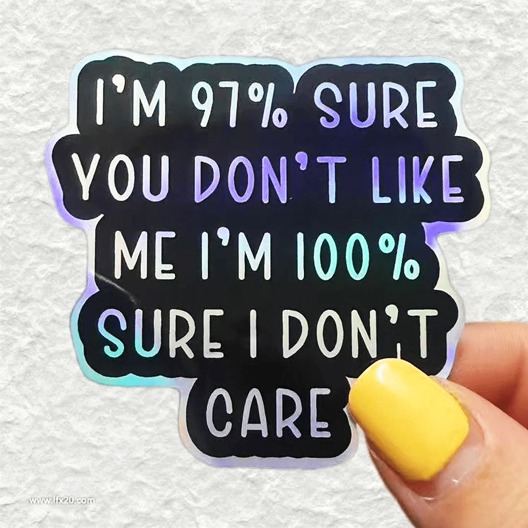 97% Don't Care, Anti-Appearance Anxiety, Anti-People Meme Sticker - Waterproof Vinyl Sticker - Durable Smooth Surface, Self-Adhesive Bumper Sticker, Suitable For Cars, Windows, Laptops, Trucks, Water Bottles - Multi-Purpose Durable Design, Car Sticker - Vinyl - View 1