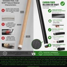 Carbon Fiber Billiard Cue Shaft, Net Length 737mm, 11.8mm Tip, Accelerated Taper, 3/8‑8 Slow Pitch Pin - 11.8mmTIP - View 3