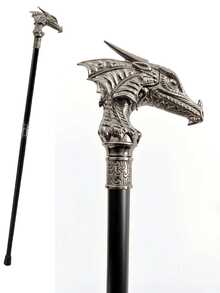 1pc Multi-Color Dragon Head Creative Scepter With Scale Pattern, High-End Metal Material Outdoor Walking Cane, Mediterranean Festival Festival Festival Gift, Halloween Scepter Cosplay Game Prop, British High-End Gentleman Cane, Suitable For Daily Use, Men's Creative Gift And School Use - Multicolor - View 2