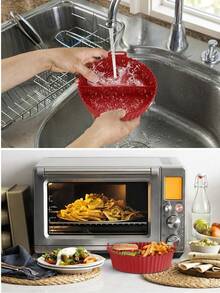 1pc Reusable Silicone Air Fryer Liner, Non-Stick Heat Resistant Air Fryer Basket, Easy To Clean Washable Silicone Baking Tray, Suitable For Oven And Microwave - Multiple Styles and Colors - View 4