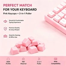 Pink PBT XDA Profile Keycap 30/50/100Pcs Mechanical Keyboard DIY Replacement Key Caps Kit Universal Gaming Keyboard Accessories With Free 2-In-1 Keycap Switch Puller - View 9