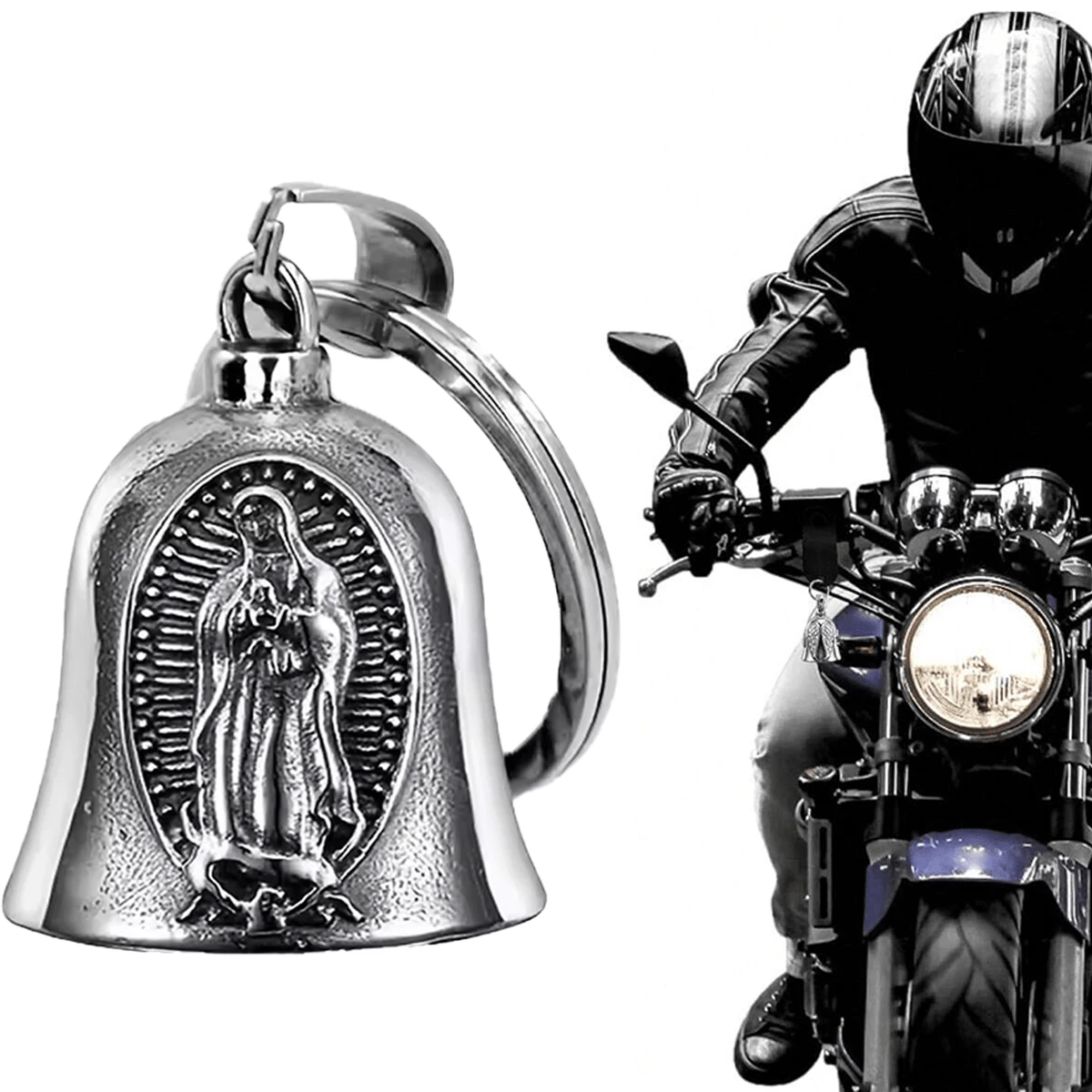 Guardian Angel Motorcycle Bell, Good Luck Bell Keychain, Driving Pendant Accessory, Lead-Free Tin Motorcycle Bell, Good Luck Gift, Suitable For Men And Women, Protect Riding Safety