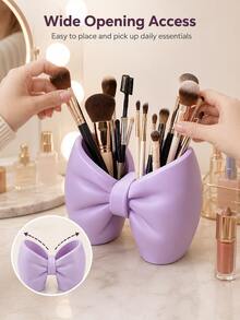 Bow-Shaped Storage Rack - Makeup Brush & Toothbrush Holder, Bathroom Accessory, Bedroom Pen & Toothbrush Display Decor. Perfect Gift For Women On Halloween And Christmas - Multicolor - View 5