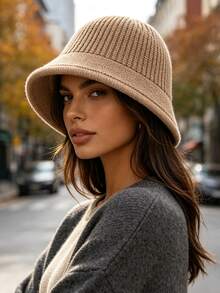 1-Day Knit Bucket Hat, Windproof, Sun Protection, UV Protection, 3D Textured, Foldable, Fashionable & Versatile, Elegant Style, Soft & Comfortable, Breathable, Multi-Functional, Flattering Skin Tone, Slimming Face, Suitable For Beach, Outings, Hiking, Cycling - Multicolor - View 4