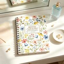 1PC A5 Mental Health Journal Watercolor Floral Spiral Notebook, 50 Pages/25 Sheets, Colorful Flower Leaf Berry And Self Care Quote Journal For Mood Tracking, Daily Writing, Study Notes And Gifts For Women - A5 - View 6