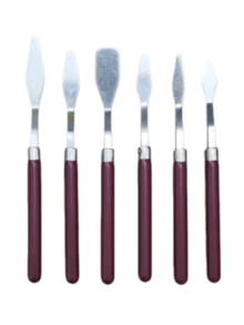 Red Handle Palette Knife Set - 6pcs/4pcs/2pcs. Stainless Steel Scraper. Suitable For Oil Painting, Acrylic Painting, Watercolor Painting. Suitable For Canvas Painting, DIY Crafts And Pottery Painting Tools. - Multicolor - View 5