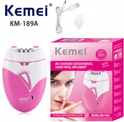 Kemei KM-189A Professional Women's Hair Removal Device, Painless Electric Hair Removal, 2-Speed Cordless Rechargeable Shaver, Suitable For Legs, Underarms, Bikini Area Body Grooming