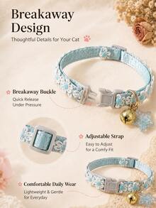 This Cute And Romantic Floral Pet Collar Features A Bell And Pendant. The Adjustable Buckle Makes It Easy And Quick To Unfasten. Suitable For Everyday Indoor Wear By Cats And Dogs, It's A Pet Accessory Suitable For All Seasons. - Multicolor - View 5