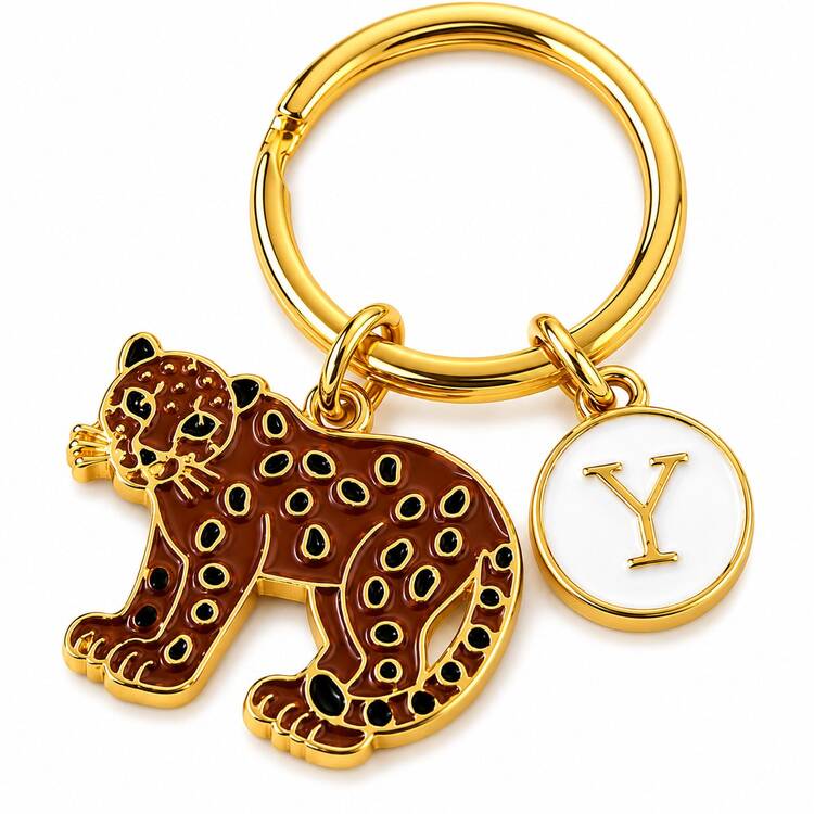 1 pieza Llavero de aleación con goteo de aceite con diseño de leopardo, accesorio para bolso de leopardo - Leopardo - Añade 8