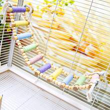1件裝彩色鸚鵡棉繩梯，易安裝鳥類攀爬鞦韆，鳥兒啃咬玩具棲架，虎牡丹小鸚鵡鳥籠配件 - 繩索軟梯 - 查看 6