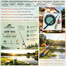 Complete Fishing Kit With Telescopic Fishing Rod And Closed Face Reel, Portable Fishing Gear Set With Fishing Line, Lures, Hooks, Net, Bucket And Accessories, Gift Box Outdoor Fishing Starter Set - Orange - View 6