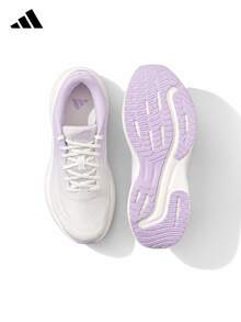 Adidas 新款公路慢跑透氣運動輕盈緩震休閒女子跑步鞋 - 白色/紫色 - 查看 8
