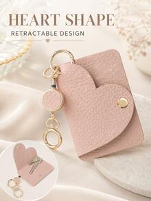 Women's Cute Heart-Shaped Keychain | Mini Keychain Wallet | Fashion Bag Charm & Car Key Holder, Back Card Slot (Also As Bag Accessory) - Multicolor - View 3
