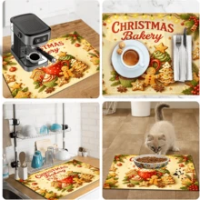 1pc Christmas Theme Kitchen Dish Drying Mat, Coffee Machine Mat, Absorbent Quick-Drying Tabletop Protector, Vintage Gingerbread Man Hot Drink Pattern, Suitable For Baking Studio, Home Christmas Dining Table, Holiday Atmosphere Table Decor, Home Gift - XYLSD-942 - View 11
