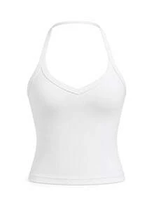 White Backless Knit Camisole, Create Fashionable Summer Look Casual, Y2K Aesthetic - White - View 4