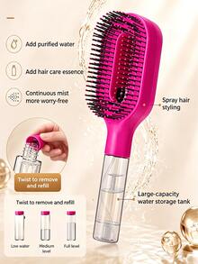 2-In-1 Spray Hair Comb With Built-In Water Spray Function; Suitable For Both Wet And Dry Hair; Ideal For Women With Curly Or Thick Hair; Works With Curly, Straight, And Wavy Styles; Moisturizing Comb; Essential Travel Hair Accessory. - A - View 9