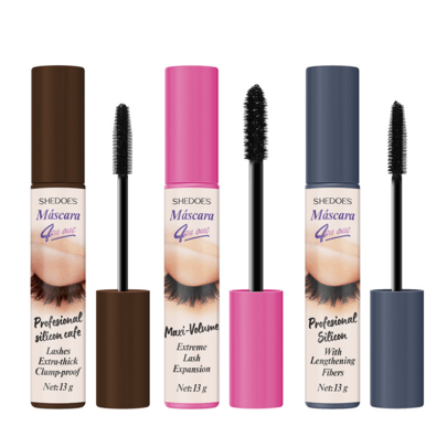 Mascara volumisant et recourbant 4-en-1, imperméable, résistant à la transpiration, anti-bavure, sans grumeaux, longue tenue, facile à retirer, noir profond, convient pour le port quotidien, les rendez-vous galants, les fêtes, les bals, Halloween, Noël, cadeau d'anniversaire