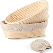 1pc Natural Wicker Bread Fermentation Basket With Liner, Round Or Oval Bread Proofing Bowl, Suitable For Baking Yeast Bread Dough, Restaurant Kitchen Baking Tool - View 3