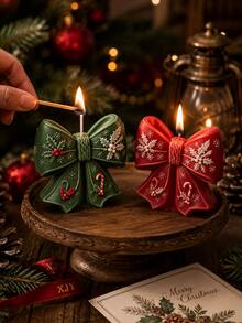 Candy Cane Holly Bow Silicone Mold, Christmas Theme Bow Shape Mold, Flexible And Easy To Remove, Perfect For DIY Holiday Candles, Wedding And Christmas Gift Decorations - Candle Molds - View 6