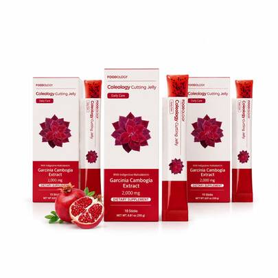 VPOAJ [FOODOLOGY] Coleology Cutting Jelly 10days - Garcinia Cambogia (HCA), Chia Seeds Collagen, Hyaluronic Acid, Pomegranate Flavored 8.81 Oz /10 Sticks