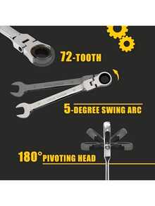 10mm Quick Repair Tool Multi-Size 72-Tooth Swivel Head Socket Ratchet Wrench - Electroplated movable head ratchet wrench single 10MM - View 5