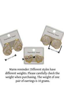 24 Pieces / Sets Of Stainless Steel Earrings, Featuring Geometric, Starfish, Floral, Heart-Shaped And Asymmetrical Designs. (Random Shipment) - Multiple Styles - View 7
