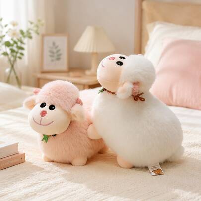 1pc Cute Little Sheep Plush Doll Desk Companion Doll, Adorable Sheep Plush Pillow, Children's Learning Companion, Gift For Friends, Bestie, Birthday, Christmas, Halloween