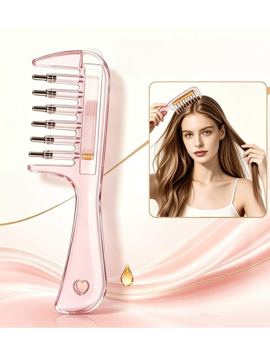 Transparent Hair Comb With Built-In Liquid Reservoir, Can Hold Hair Oil For Even Distribution, Ergonomic Handle For Comfortable Grip, Convenient And Practical Tool For Daily Home Hair Care - Multicolor - View 1