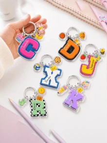 Custom Name Keychain Personalized Kids Bag Name Tag With Charms, Kids Bag Tag With Icon For Backpack, Lunch Box Tag, Back To School Gifts - Multicolor - View 9